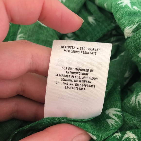 Anthropologie green summer top tie back - Picture 6 of 11